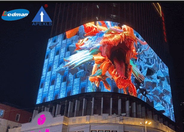 康碩展裸眼3D案例：廣州新大新1200m2 P6 8K超高清裸眼3D曲面屏